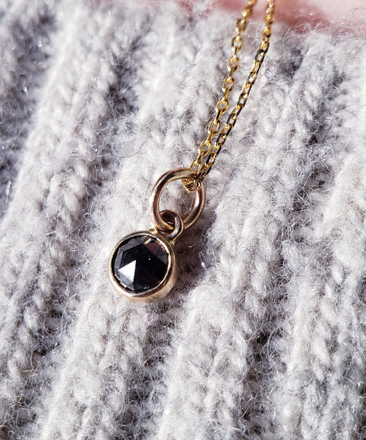 Black Diamond Pendant in 14k Gold