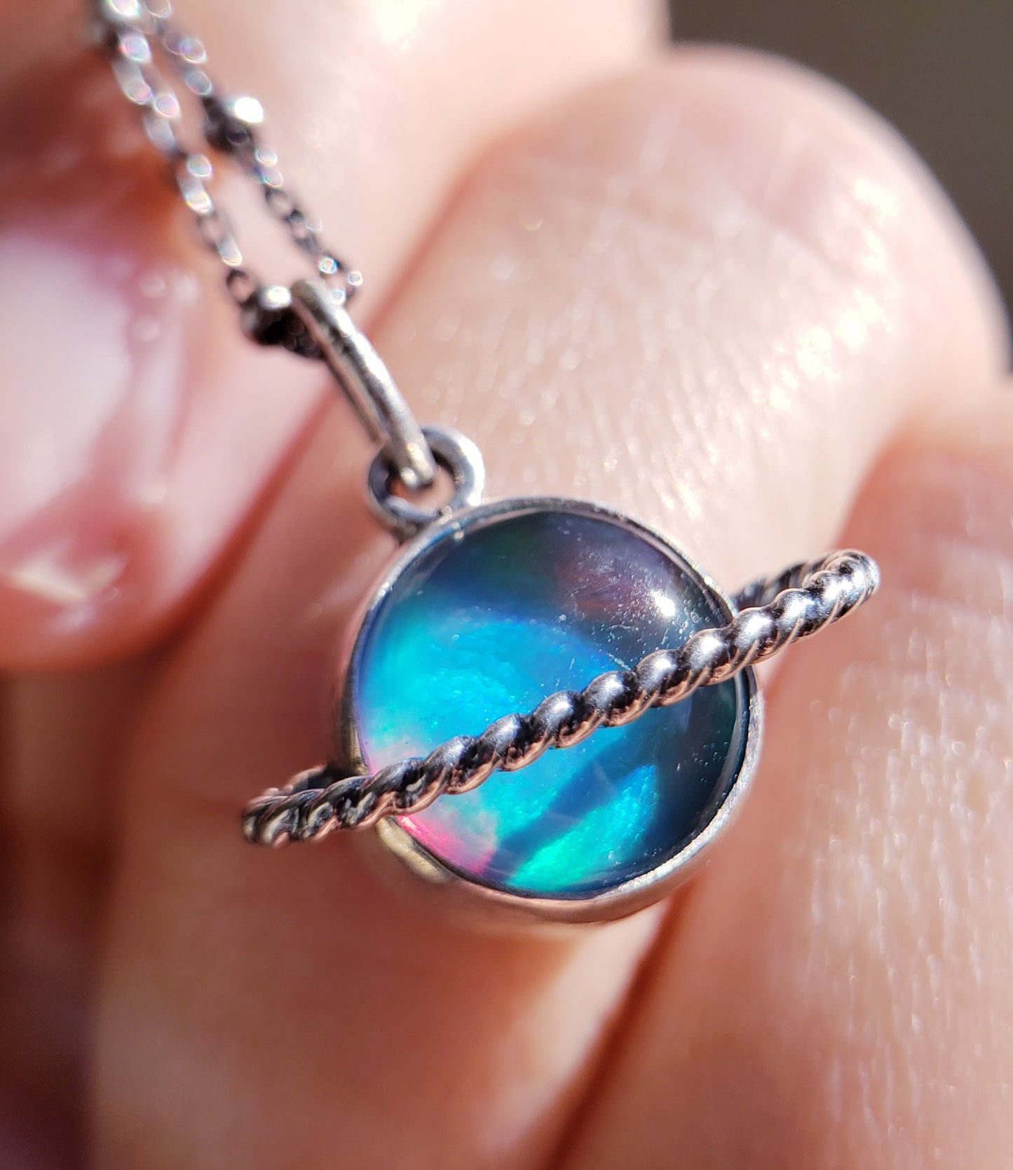 Aurora Opal Saturn Necklace