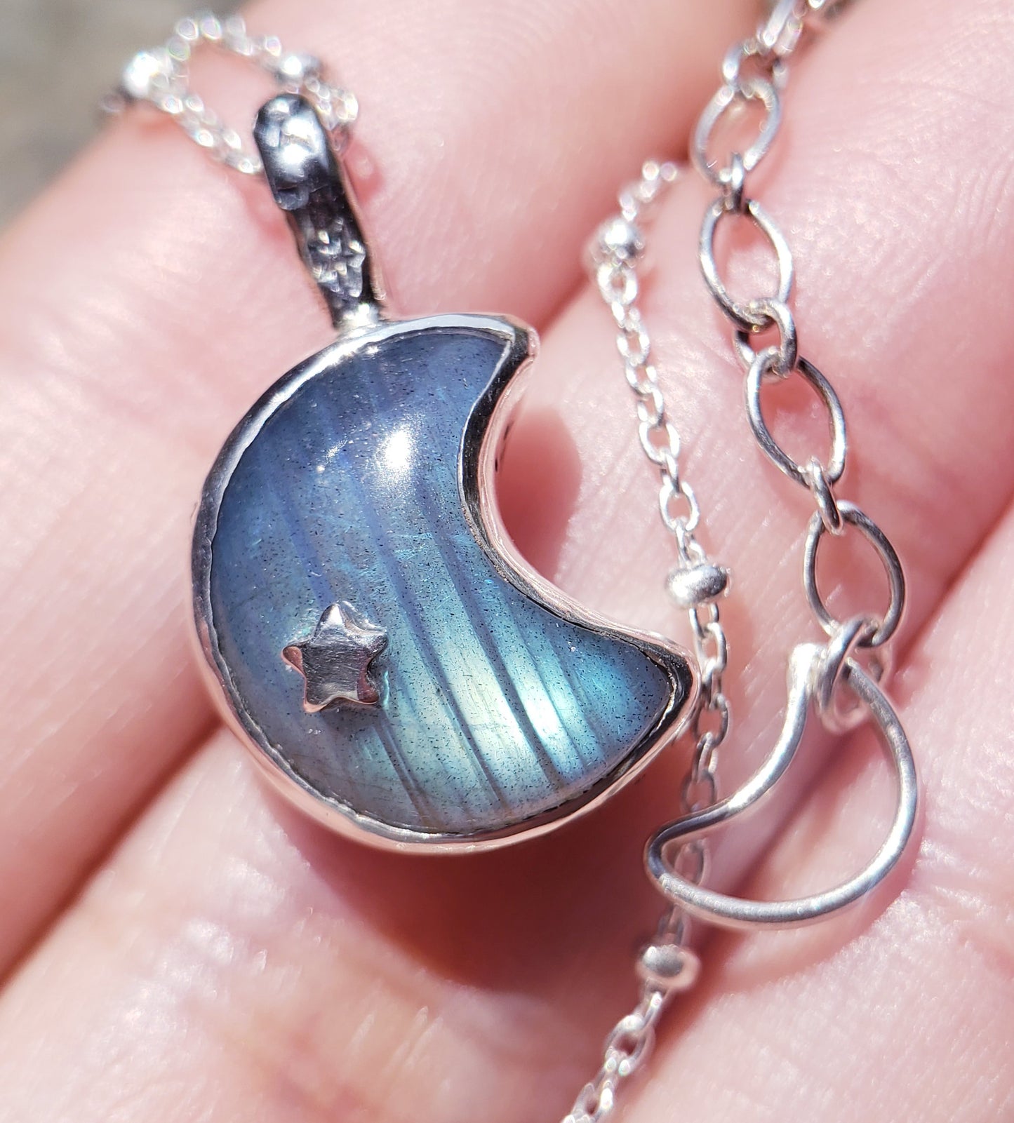 Labradorite Moon and Star Necklace