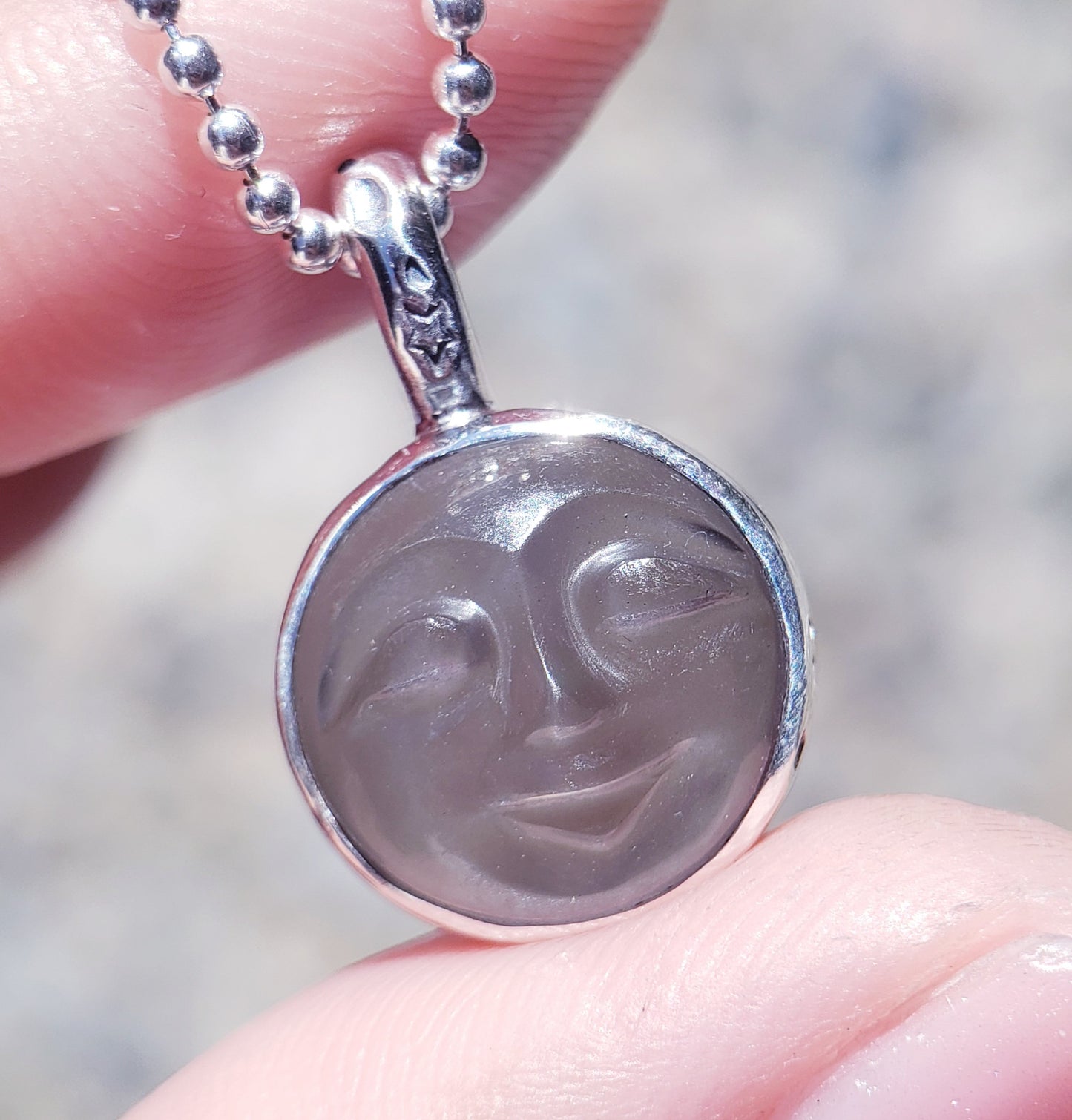 Grey Moonstone Moonface Necklace