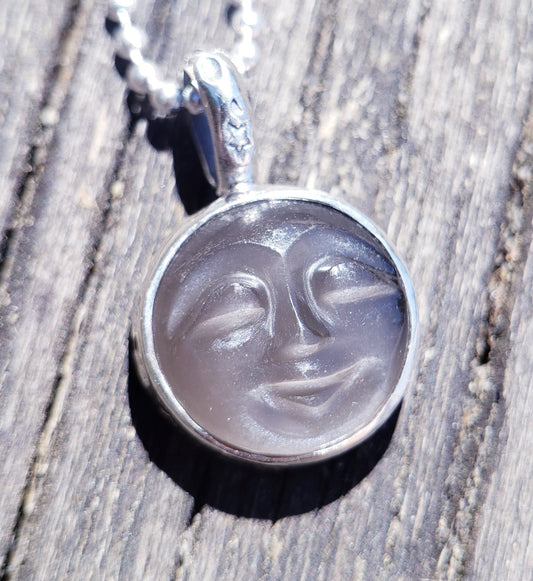 Grey Moonstone Moonface Necklace