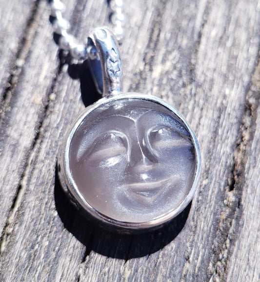 Grey Moonstone Moonface Necklace