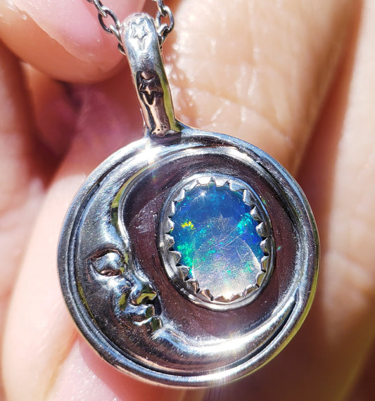 Mexican Opal Moonface Necklace