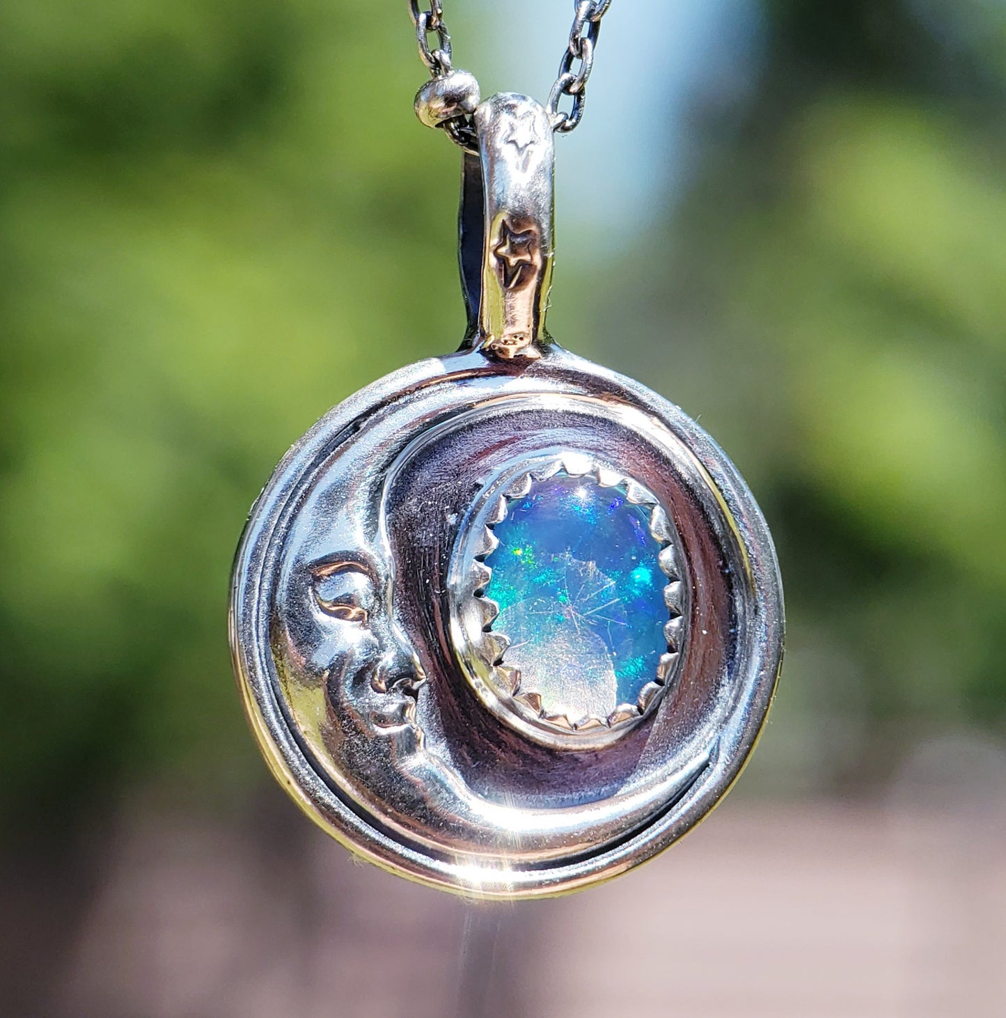 Mexican Opal Moonface Necklace