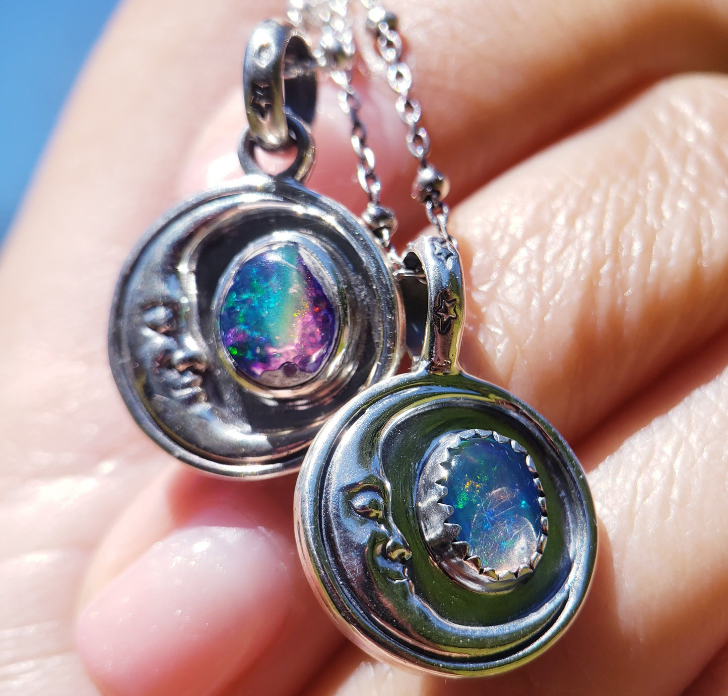 Galalxy Opal Moonface Necklace