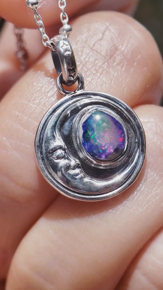 Galalxy Opal Moonface Necklace