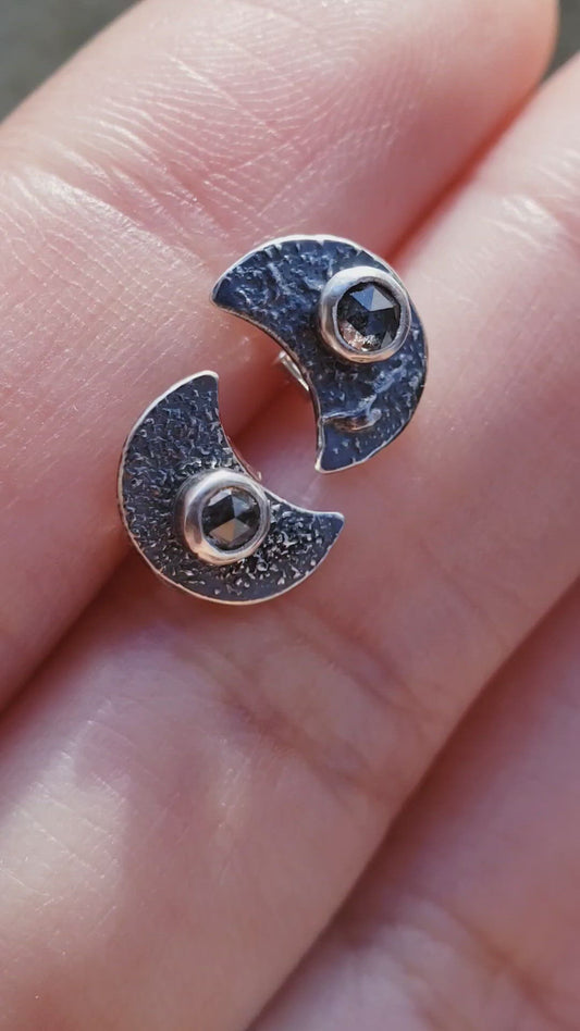 Diamond and Moon Studs