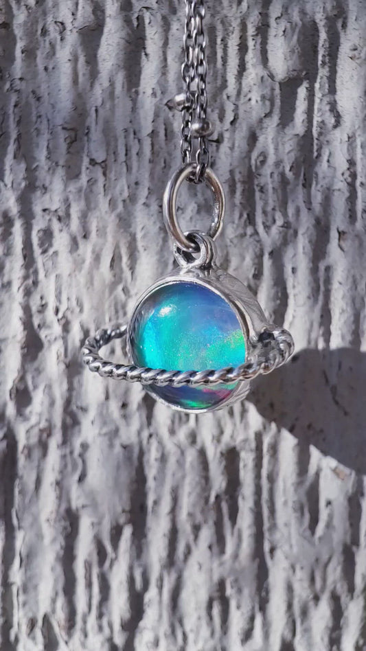 Aurora Opal Saturn Necklace