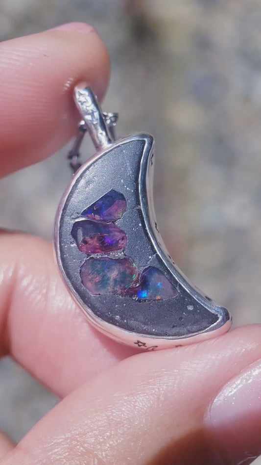 Galaxy Opal Black Moon Necklace